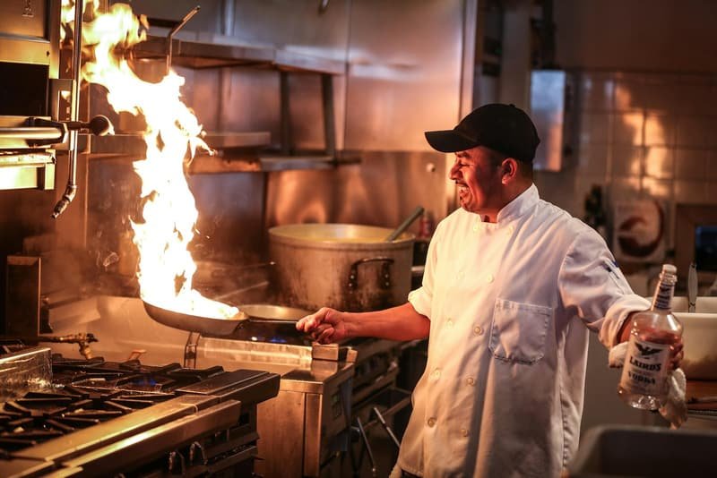 Hotel kitchen service in progress