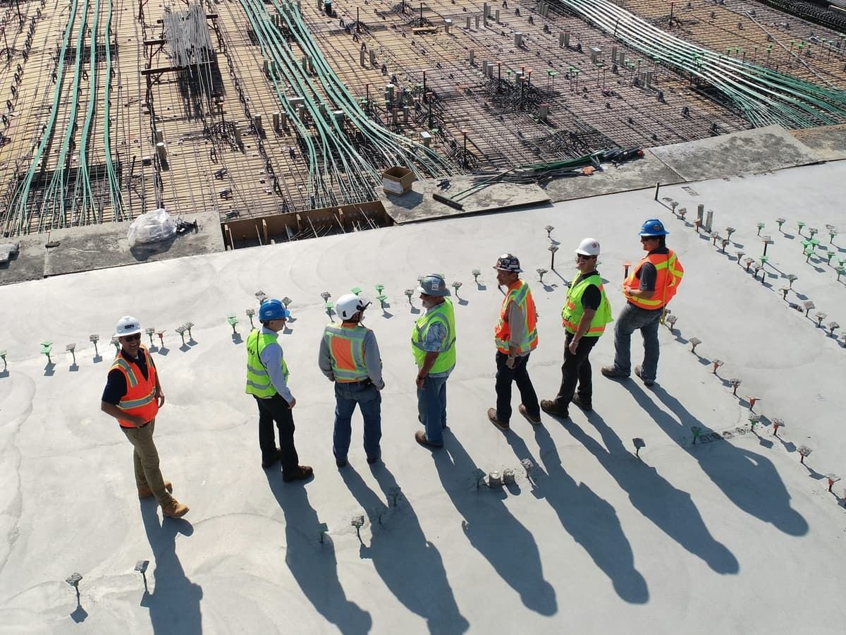 Construction engineer inspecting a large-scale site